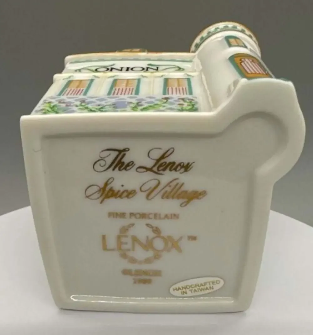 Lenox 1989 Spice Village Onion Porcelain House Jar w/ Lid Original Container Vtg